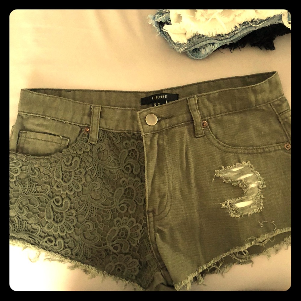 Forever 21 Olive Denim shorts